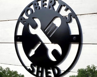 Personalized Shed Sign Metal, Tool Shed Sign, Garage Decor, Sign for Shed, Gift for Dad, Gift for Him, Garage Sign, Custom Metal Sign, Sign