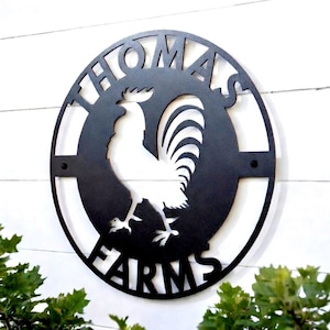 Metal Farm Sign, Personalized Farm Metal Sign, Rooster Metal Sign, Chicken Coop Sign, Farmhouse Decor, Family Name Last Name Metal Signs