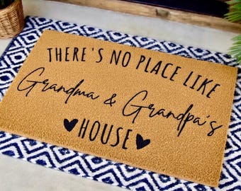 There's No Place Like Grandma and Grandpa's House, Grandparents Day Gift, Welcome Door Mat,Home Doormat,Fathers Day,Mothers Day,Grandma Gift