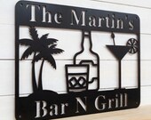 Personalized Metal Sign Outdoor, Outdoor Kitchen Sign, Personalized Bar Sign, Bar Sign for Home Bar