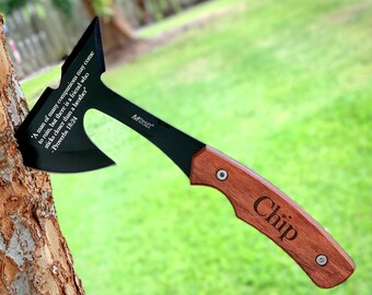 Groomsmen Gifts-Personalized Engraved Custom Axes for Men Set of 9 Personalized Hatchet Axes Groomsman for him With Rosewood Handle