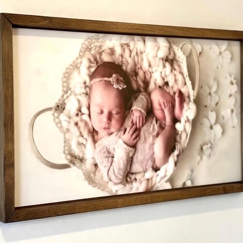 Custom Wood Framed Photo Print, Farmhouse Sign, Portrait, Photo, Newborn Baby Picture, Custom Picture