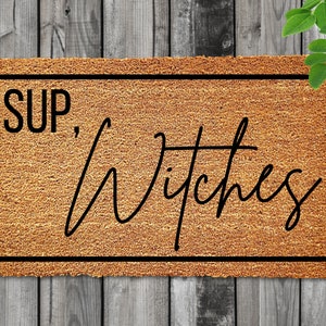 Sup Witches Halloween Doormat, Halloween Doormat, Fall Decor, Funny Doormat, Welcome Mat, Front Doormat, Fall Door Mat, Halloween Rug, Witch image 2