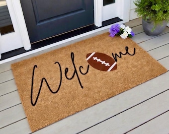 Felpudo de bienvenida de fútbol, felpudo de bienvenida, felpudo de fútbol, felpudo de otoño, felpudo para la puerta principal, felpudo para fútbol, decoración de otoño, regalo para amantes del fútbol
