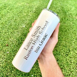 Vaso térmico delgado grabado a medida - Vaso térmico delgado personalizado - Regalo personalizado - Vaso con pajita - Vaso térmico aislado - Vaso personalizado personalizado imagen 2