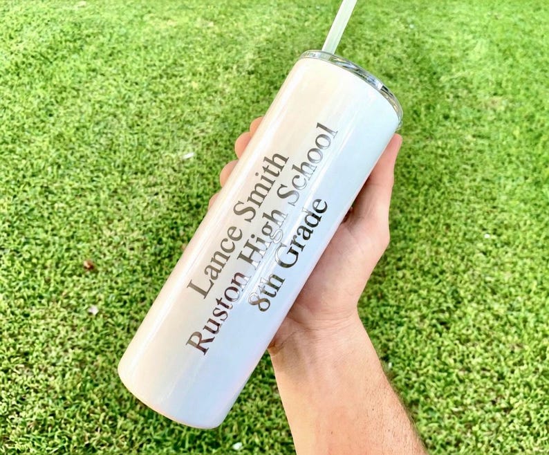 Vaso térmico delgado grabado a medida - Vaso térmico delgado personalizado - Regalo personalizado - Vaso con pajita - Vaso térmico aislado - Vaso personalizado personalizado imagen 2
