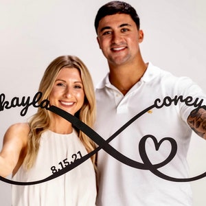 Regalo de boda personalizado para parejas, letrero de infinito con nombres y fecha, letrero de fecha de boda, letrero de anuncio de compromiso, regalo de aniversario