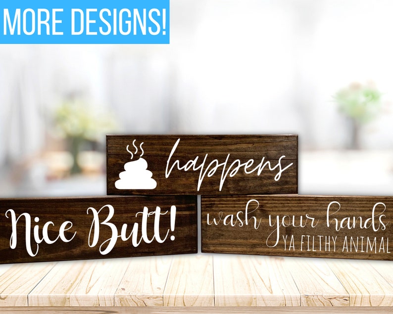 Funny Bathroom Signs Farmhouse Bathroom Signs Bathroom Shelf Etsy