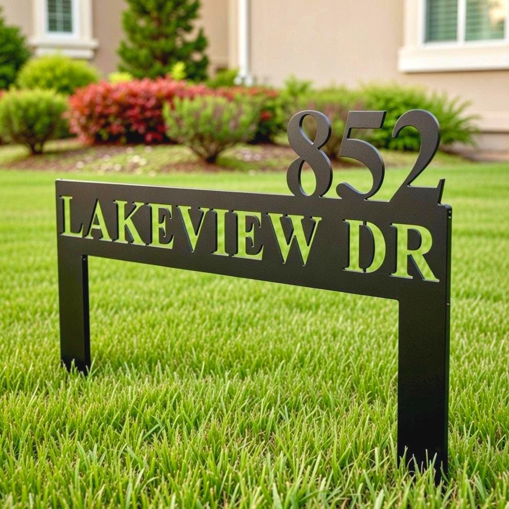 Sign For Address House Number Sign for Yard Address Sign With Stake, Custom Metal ...