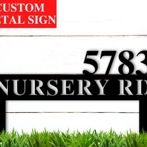 Lawn Address Sign, Custom Address Sign for Yard, Metal Address Sign with Stake, Address Sign, House Number Sign for Yard, Address Sign Lawn
