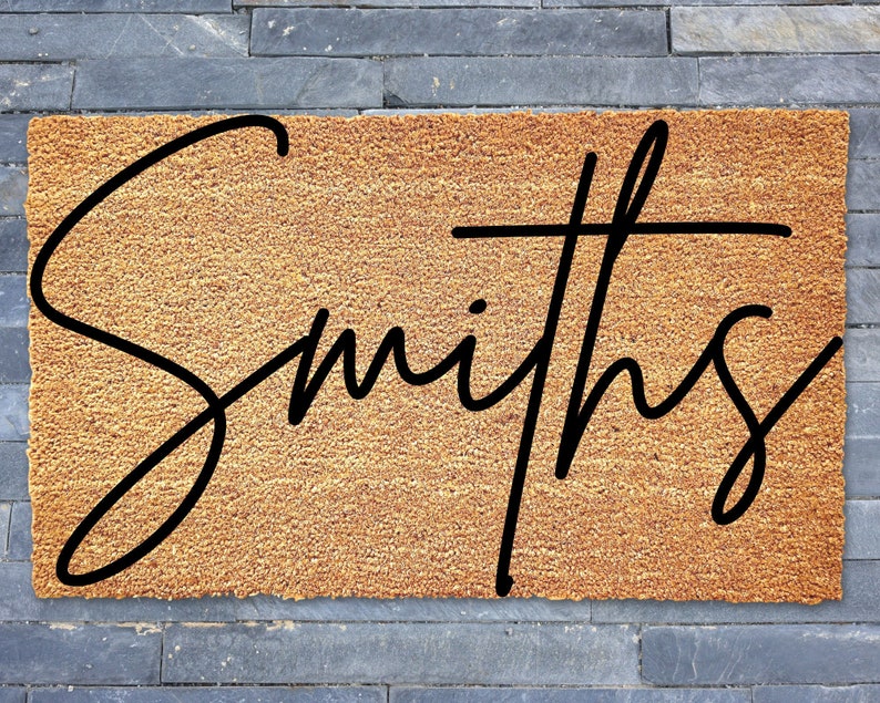 Personalized Doormat with Family Name, Last Name Custom Door Mat, Welcome Mat, Housewarming Gift, New Home Gift, Welcome Mat, Realtor Gift image 1