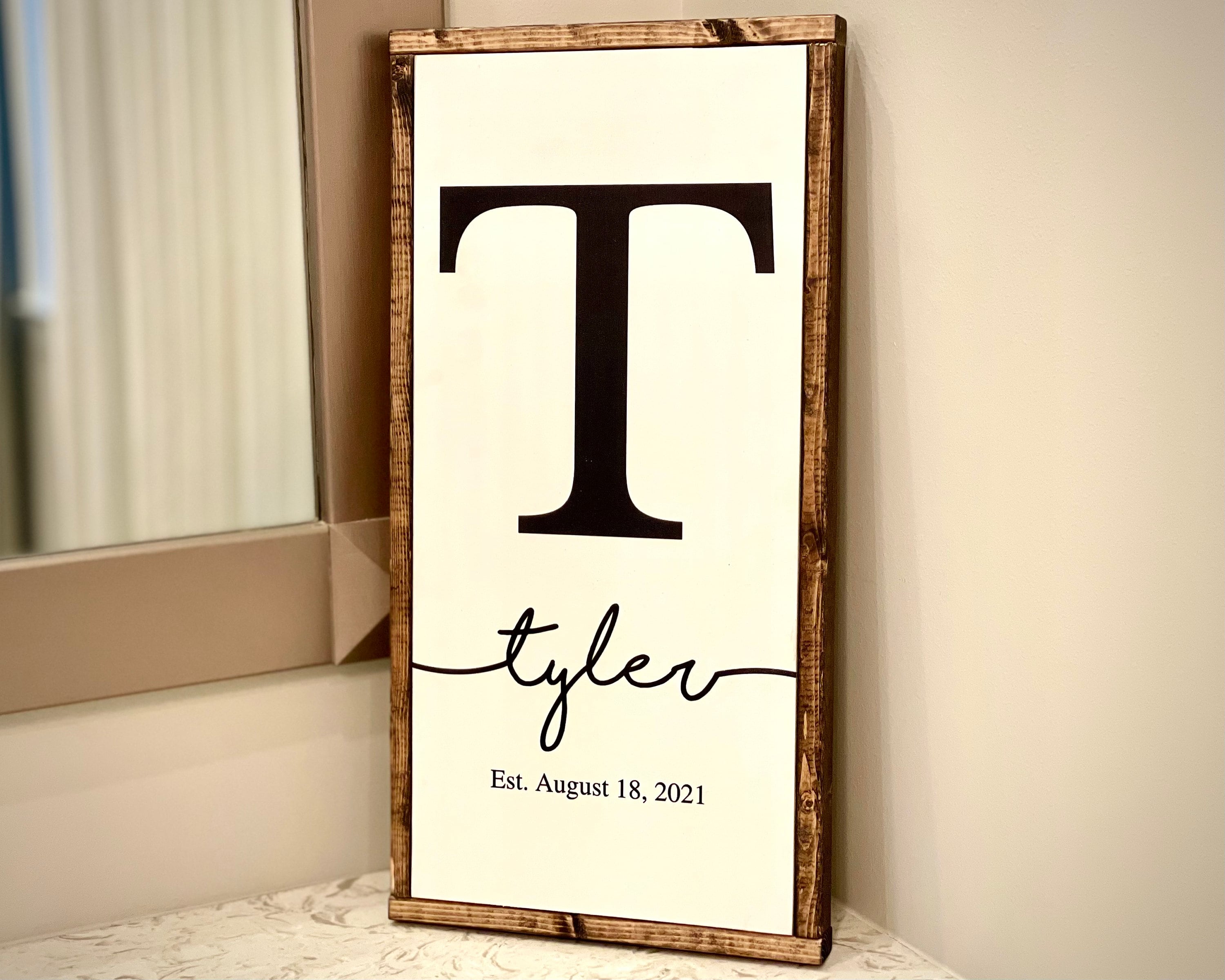 Personalized Printed Family Name Wood Sign, Established Date Sign, Last Name Sign, Family Name  Sign, Farmhouse Wall Decor, Wood Framed Sign
