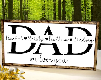 Personalized Fathers Day Gift, Dad Sign with Kids Names, Personalized Gifts for Dad from Daughter, Gift from Kids, Dad Wood Sign, Dad Gift