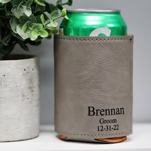 Groomsmen Can Cooler Holder, Groomsmen Gifts Personalized, Engraved Can Cooler, Beer Can Holder, Groomsmen Proposal, Groomsman Gift Ideas Gray