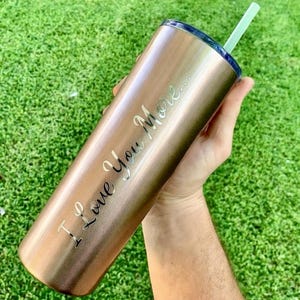 Vaso térmico delgado grabado a medida - Vaso térmico delgado personalizado - Regalo personalizado - Vaso con pajita - Vaso térmico aislado - Vaso personalizado personalizado imagen 3