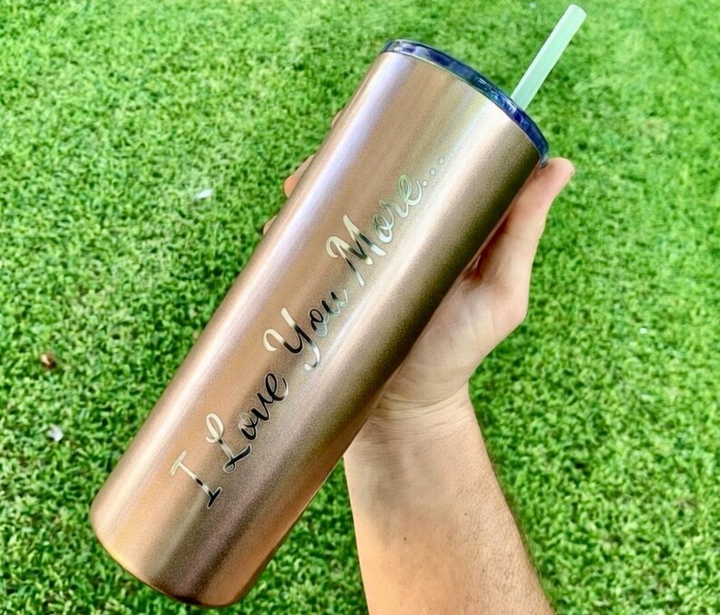 Vaso térmico delgado grabado a medida - Vaso térmico delgado personalizado - Regalo personalizado - Vaso con pajita - Vaso térmico aislado - Vaso personalizado personalizado imagen 3