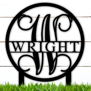 Personalized Metal Garden Sign with Family Last Name, Monogrammed Metal Sign, Initials, Garden Stake, Custom Yard Sign, Lawn Sign