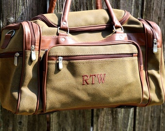Personalized Mens Leather Bag, Groomsmen Proposal, Monogrammed Duffel, Leather Tote, Groomsmen Gift, Embroidered Travel Bag, Groomsman Gift