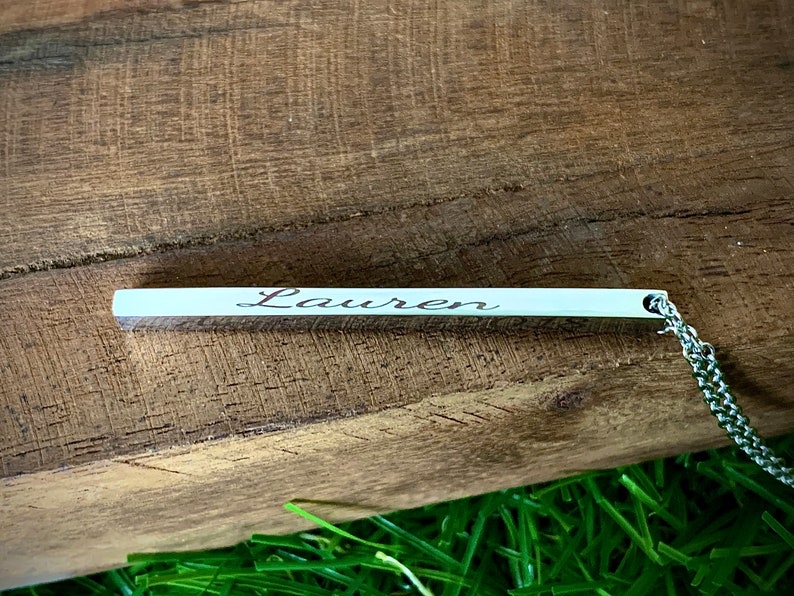 Engraved Vertical Bar Necklace Personalized Bar Necklace for Etsy