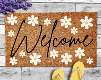 Daisy Doormat, Spring Doormat, Spring Decor, Personalized Doormat, Funny Doormat, Welcome Mat, Front Door Mat, Front Door Decor, Patio Decor