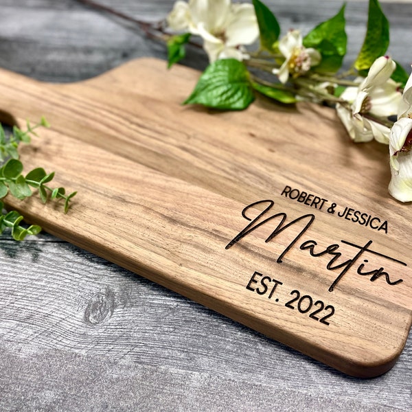 Charcuterie Board Personalized Serving Board with Handle Monogrammed Personalized Cheese Board Engagement Gift Bridal Shower Gift Newlywed