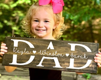 Dad Wood Sign, Fathers Day Gift, Personalized Dad Gift, Personalized Gift for Dad, Gift from Daughter, Gift from Kids, Dad Birthday Gifts