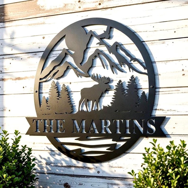 Metal Moose Sign, Personalized Moose Metal Sign, Last Name Moose Sign ...