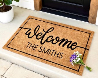 Personalized Doormat with Family Name, Last Name Custom Door Mat, Welcome Mat, Housewarming Gift, New Home Gift, Welcome Mat, Realtor Gift
