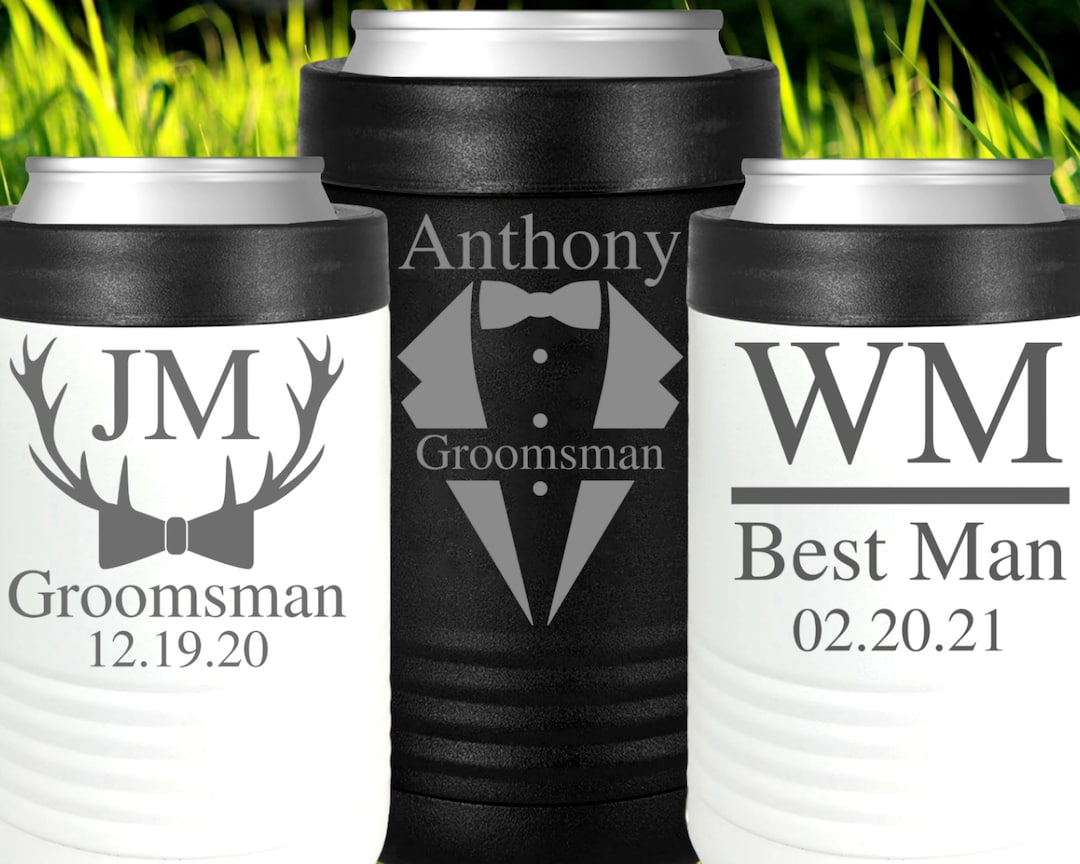 Groomsmen Tumbler Set, Groomsmen Can Holder, Groomsmen Can Cooler