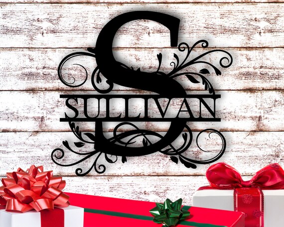 Personalized Sign Custom Metal Signs Last Name Sign Metal Name Sign Split Letter Monogram Wall Decor Personalized Family Wedding Housewarming Gift Door Hanger Art Outdoor Sign