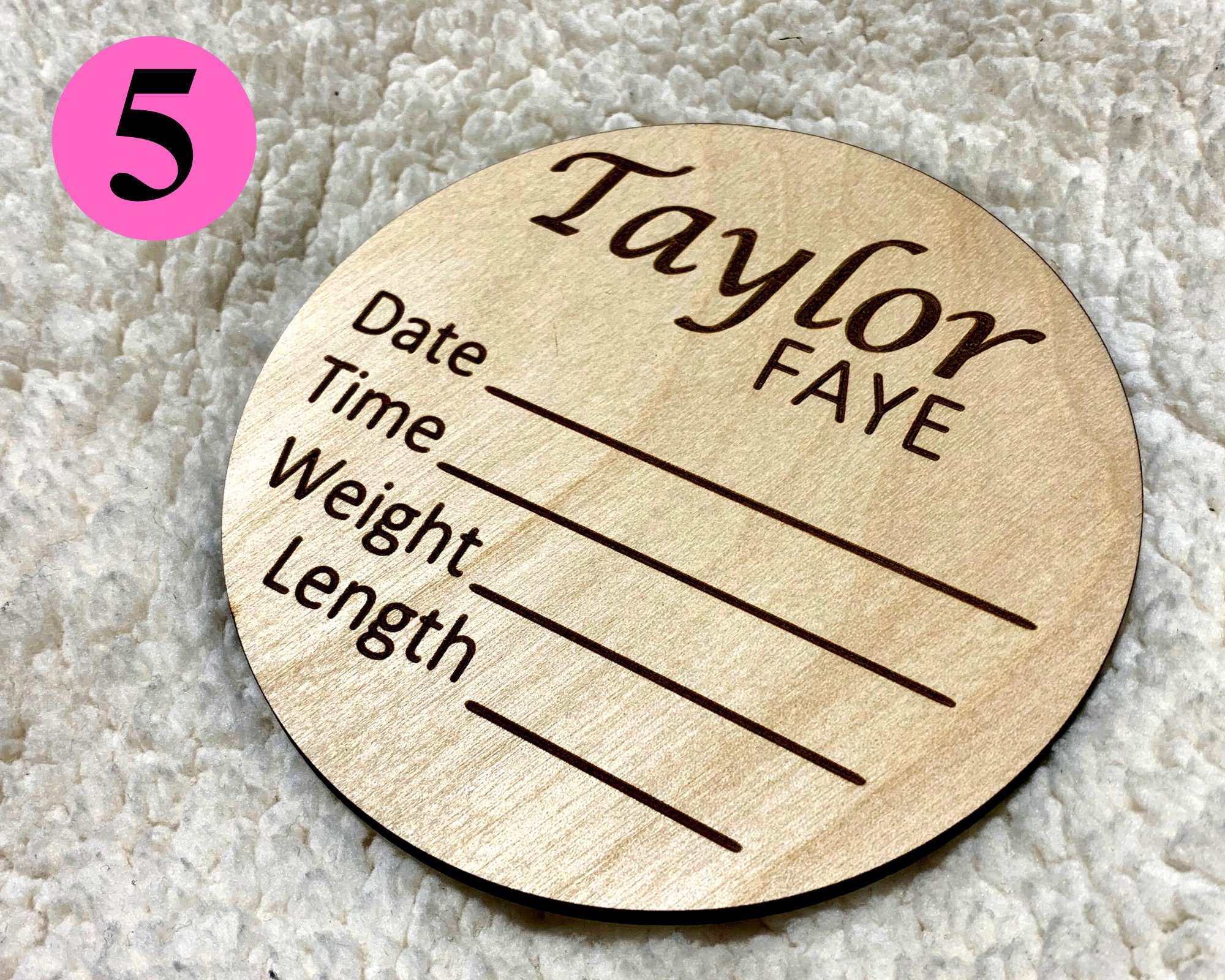 Newborn Baby Stats Sign, Birth Announcement Sign, Wooden Sign, Round ...