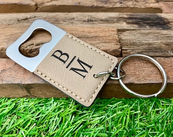 Personalized Bottle Opener Keychain, Custom Leather Keychain, Engraved Bottle Opener, Personalized Keychain Leather, Keychain Bottle Opener