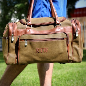 Personalized Mens Leather Bag, Groomsmen Proposal, Monogrammed Duffel, Leather Tote, Groomsmen Gift, Embroidered Travel Bag, Groomsman Gift