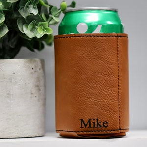 Groomsmen Can Cooler Holder, Groomsmen Gifts Personalized, Engraved Can Cooler, Beer Can Holder, Groomsmen Proposal, Groomsman Gift Ideas Rawhide