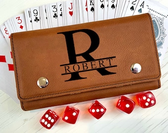 Personalized Deck of Cards Holder, Playing Card Holder, Playing Card Case, Card and Dice Set, Card Wallet, Card Box, Dice Bag, Dice and Card