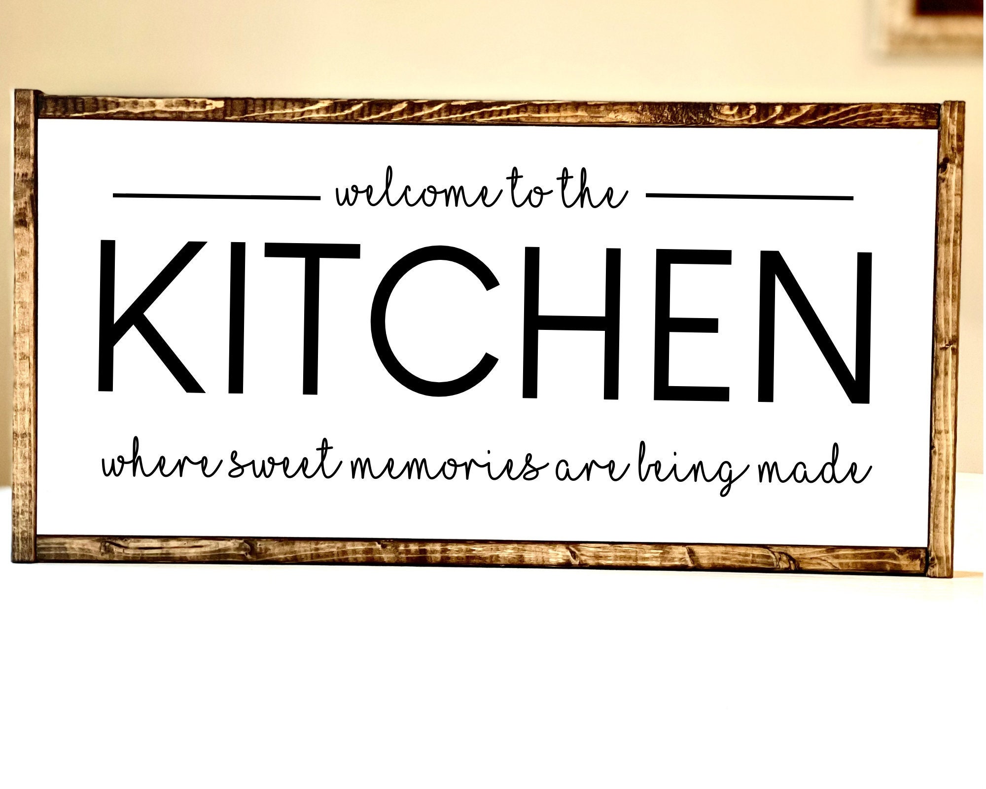 Welcome to the Kitchen Sign, Sweet Memories are Made Here Sign Wood, Framed  Kitchen Sign, Wooden Kitchen Sign, Rustic Farmhouse Kitchen