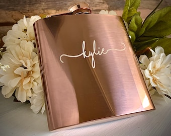 Personalized Women's Flask, Custom Flask for Women, Bridal Party Gift, Bridesmaid Gift, Rose Gold Flask, Bridesmaid Flask, Monogrammed Flask