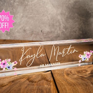 Desk Accessories Office Gifts for Her Co Workers New Job Gifts Promotion Gift for Women Personalized Desk Name Plate, Acrylic Name Plate