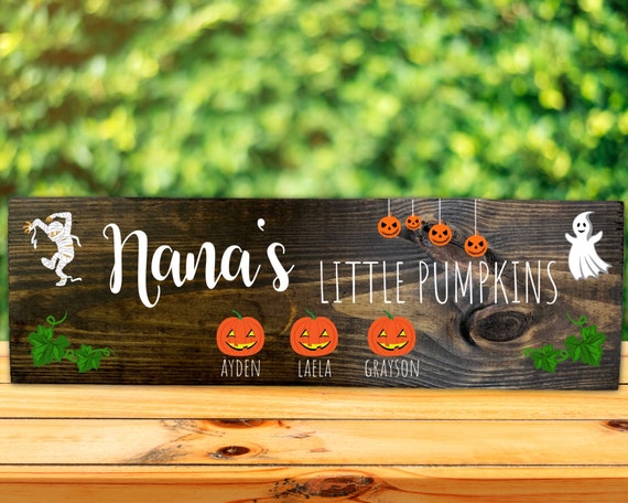Personalized Halloween Wall Decor, Little Pumpkins Wood Sign Custom Halloween Decor, Gift for Nanas Little Pumpkins Sign, Fall Rustic Decor