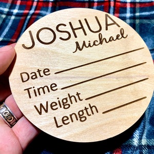 Newborn Birth Stats Sign, Birth Announcement Sign, Hospital Announcement Sign,Newborn Photo Props, Name Date Time Weight Length Announcement