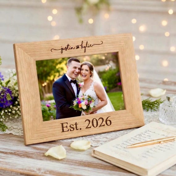 Wedding Picture Frame 5x7, Picture Frame 5x7, 5x7 Frame, Wooden Picture Frame, Wood Picture frame, Personalized Picture Frame for Couples