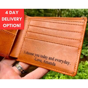 Engraved Leather Wallet, Personalized Gifts for Him Christmas Gifts for Boyfriend Christmas Gift for Men Wallet Personalized Wallet Men Gift