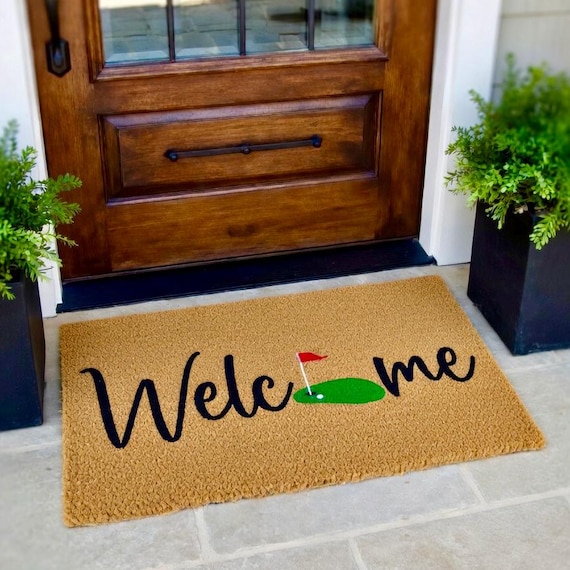 Golf Doormat, Golf Welcome Mat, Golf Decor, Golfer Gift, Outdoor Coir Rug, Front Door Mat, Cute Doormat, Golf Lover Gift