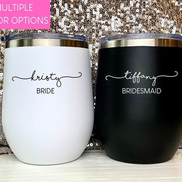 Bridesmaid Wine Tumbler, Bridesmaid Gift, Custom Tumbler, Bridal Party Proposal Gift, Bridesmaid Tumbler, Bachelorette Wine Tumbler,Wine Cup