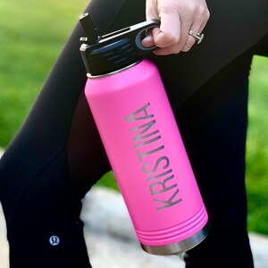Personalized Water Bottle-Stainless Steel Water Bottle with Straw Lid-Custom Sports Water Bottle with Name-Engraved 32 oz Metal Water Bottle image 2