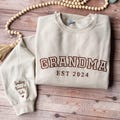 Custom Grandma Sweatshirt with Grandkids Names on Sleeve, Mothers Day Gifts, Grandma Shirt, Grandma Gifts,Embroidered Sweatshirt for Grandma