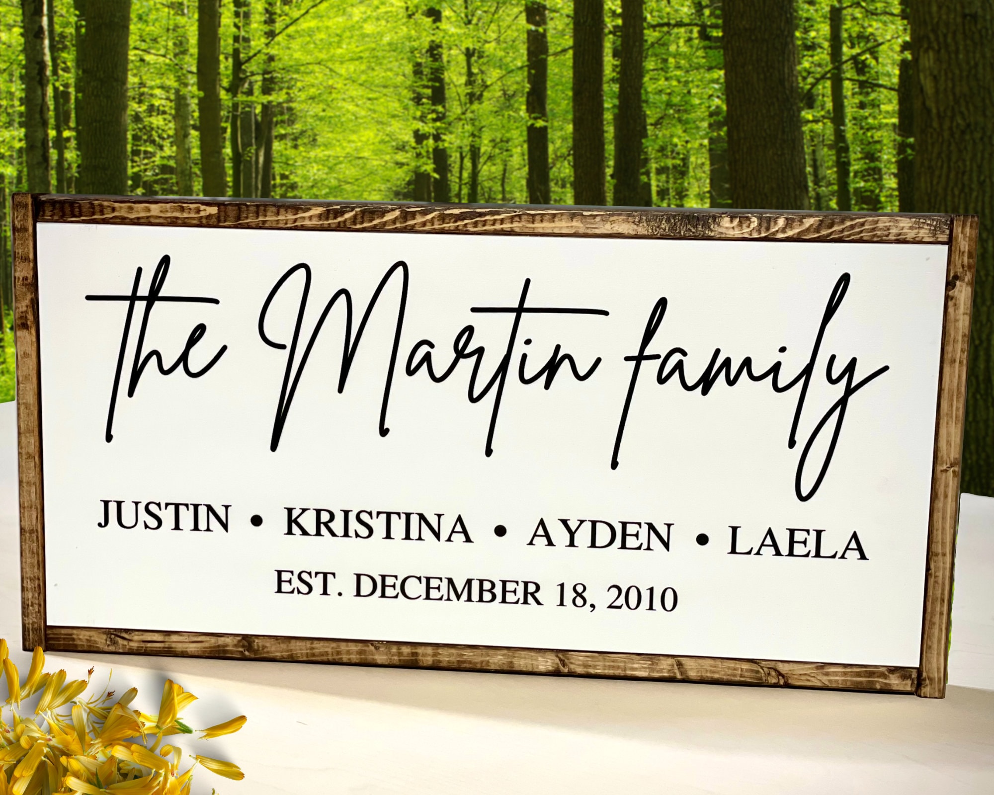 Family name on sale wood sign