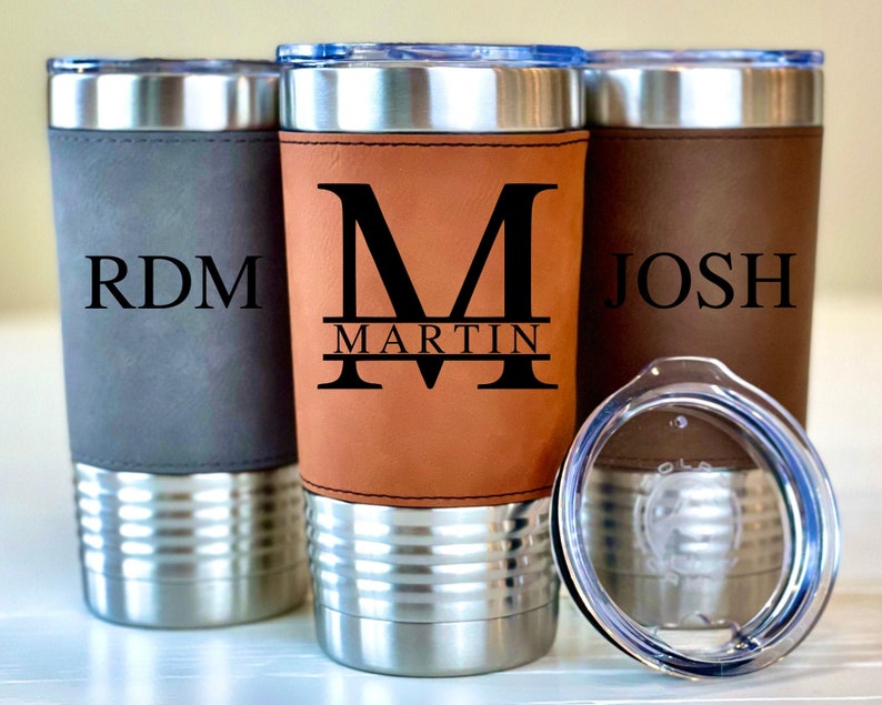 Personalized Engraved 20 oz Tumbler, Polar Camel Tumbler, Tumbler Personalized,Leatherette Tumbler, Steel Tumbler, Dad Birthday Gift for Him 