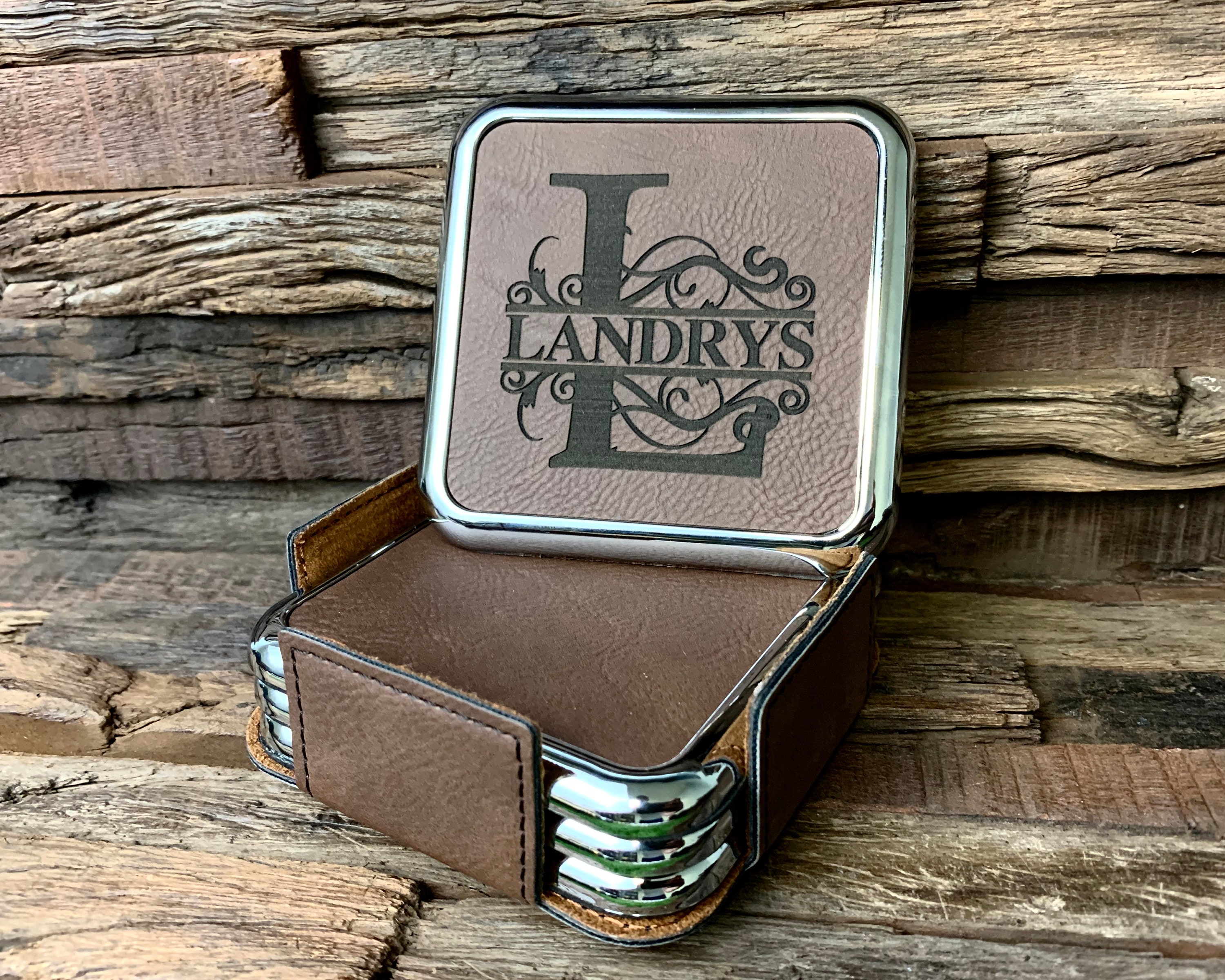 Personalized Leather Coasters Personalized Coasters Set Etsy