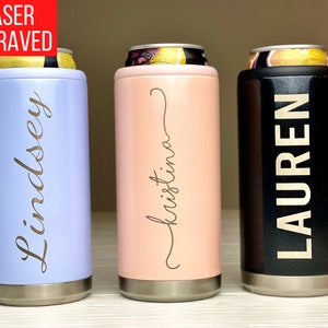 Personalized Engraved Skinny Can Cooler Personalized Bridesmaid Gift Personalized Gifts for Women Friends Gifts for Women Slim Can Cooler